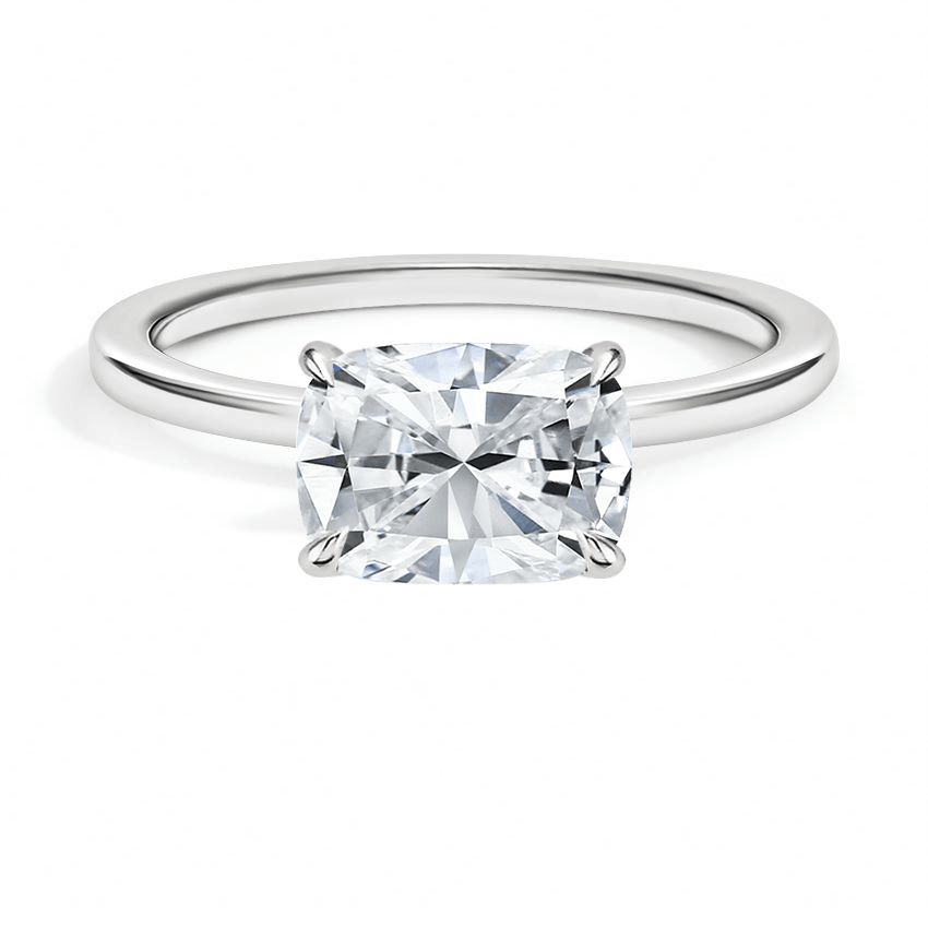 Plain East-West Cushion Cut Solitaire Engagement Ring - Intou