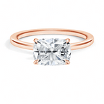 Plain East-West Cushion Cut Solitaire Engagement Ring - Intou