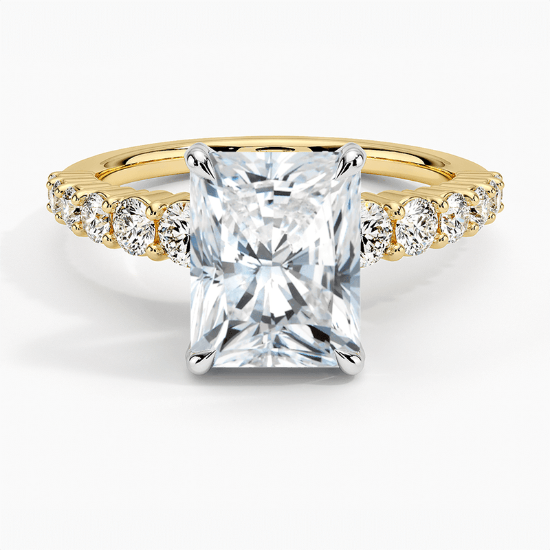 Radiant Cut Graduated Diamond Engagement Ring - Intou