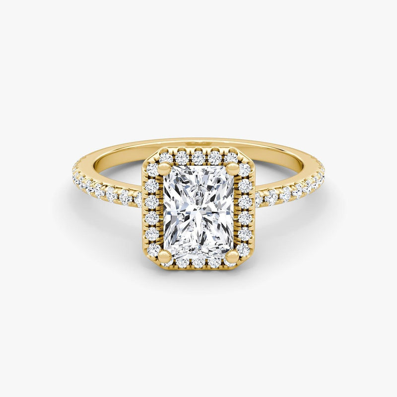 Radiant Halo Pave Engagement Ring - Intou