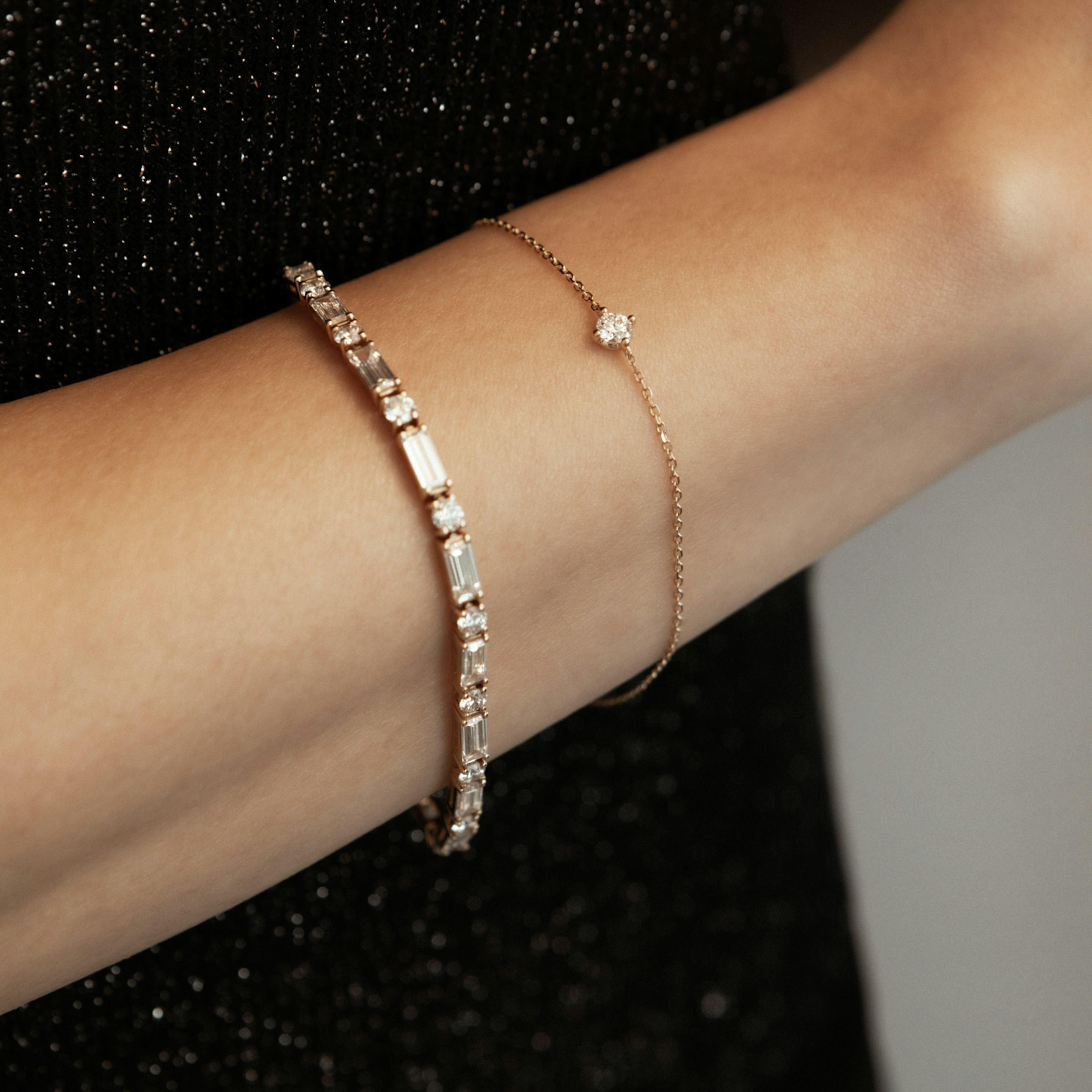 Round Baguette Diamond Bracelet - Intou