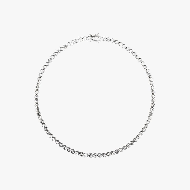 Round Bezel Tennis Necklace - Intou