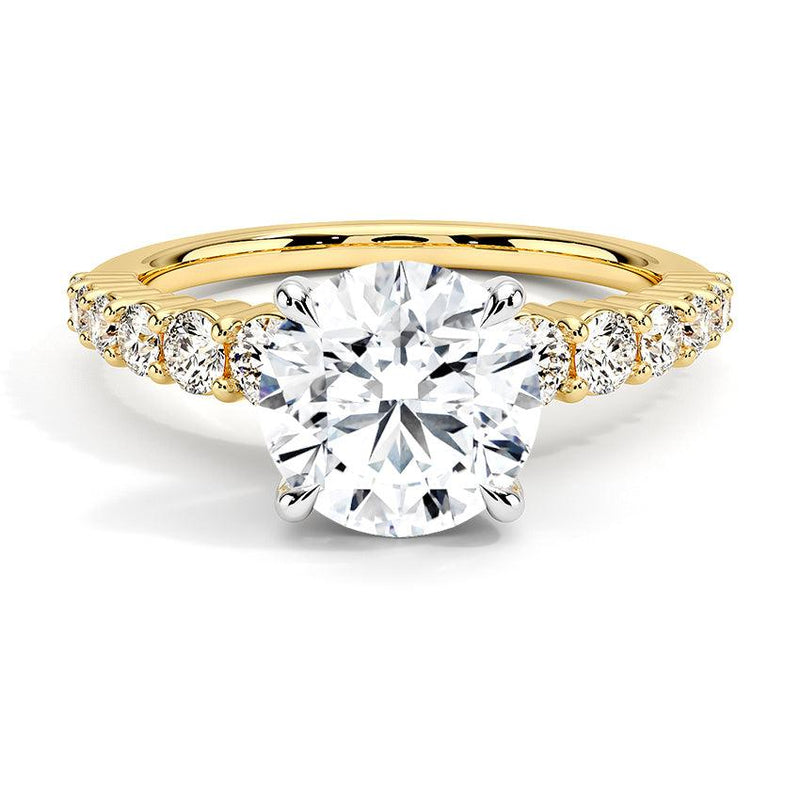 Round Cut Graduated Diamond Engagement Ring - Intou