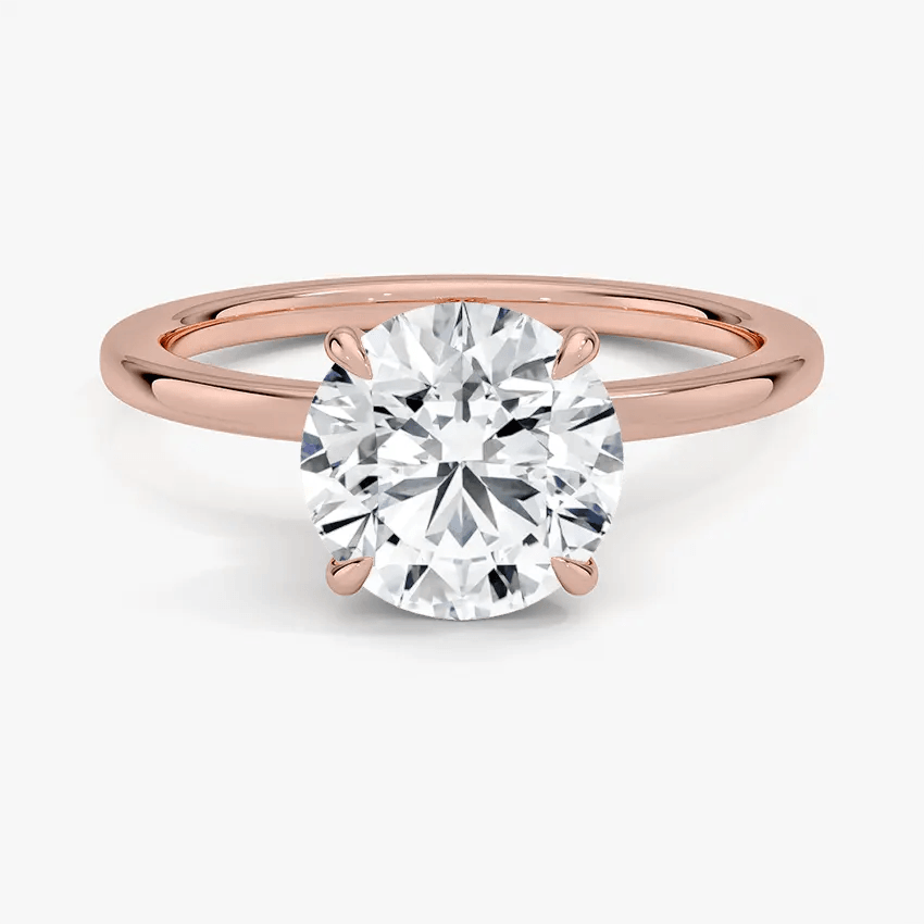 Round Cut Hidden Halo Diamond Engagement Ring - Intou