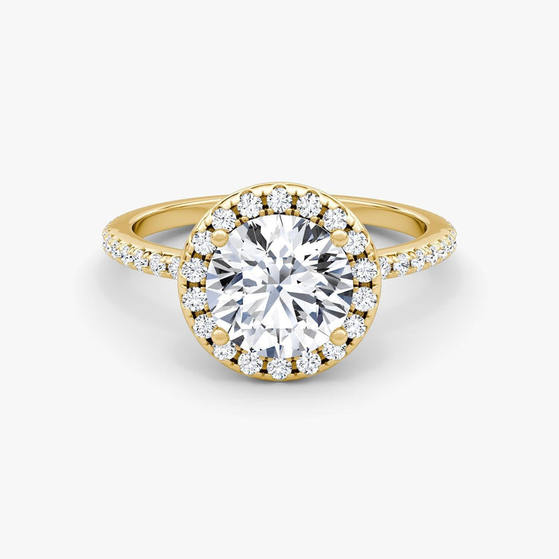 Round Halo Pave Engagement Ring - Intou