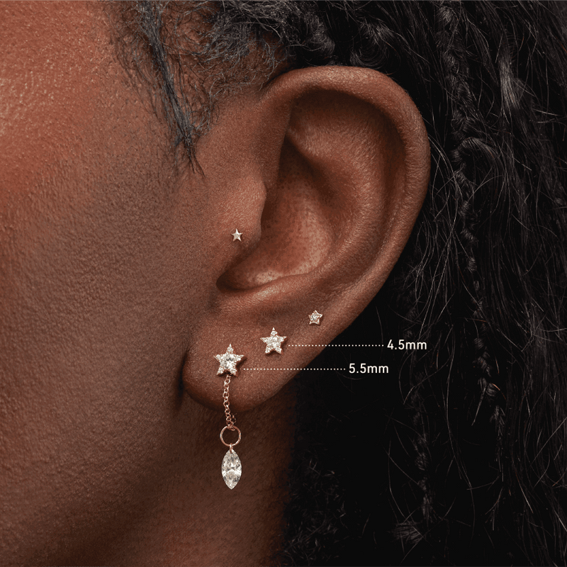 (Single)Invisible Set Star Diamond Stud Earring - Intou