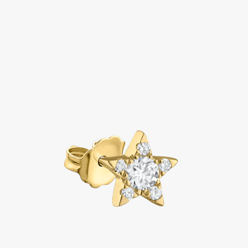 (Single)Invisible Set Star Diamond Stud Earring - Intou