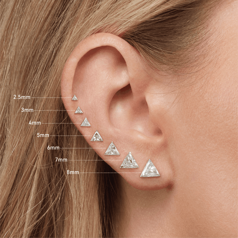 (Single)Invisible Set Trillion Cut Diamond Stud Earring - Intou