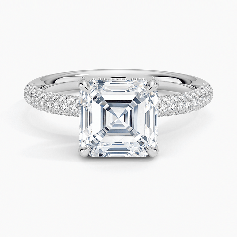 The Pavé Dome Asscher Engagement Ring - Intou