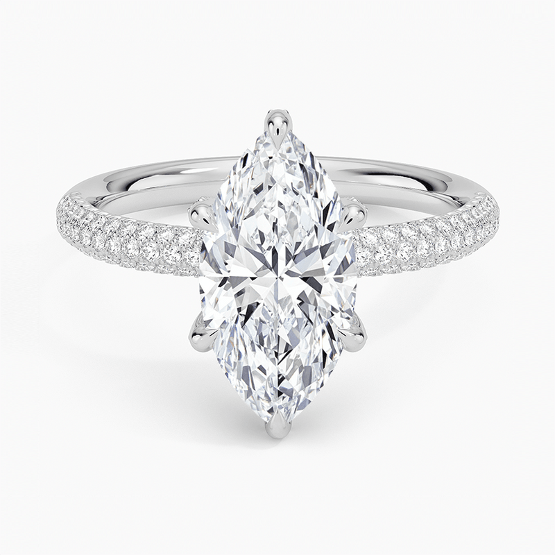 The Pavé Dome Marquise Engagement Ring - Intou