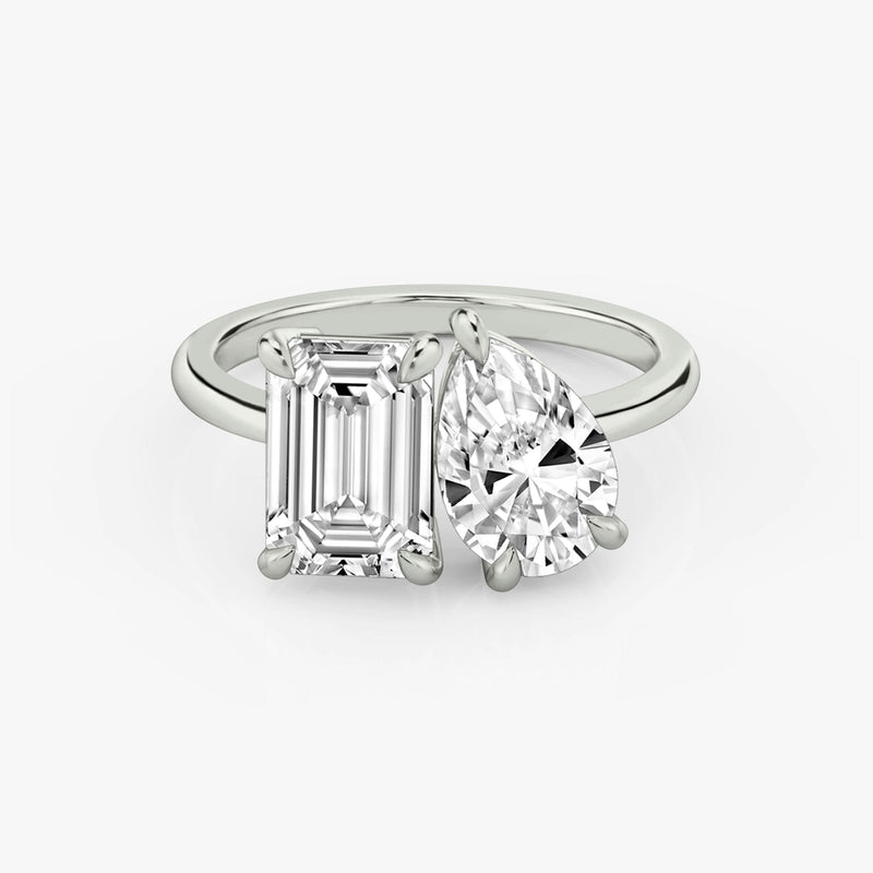 The Toi et Moi Emerald and Pear Engagement Ring - Intou