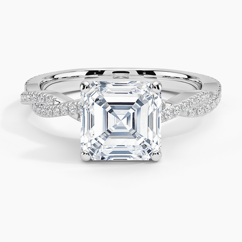 Twisted Vine Asscher Cut Engagement Ring - Intou