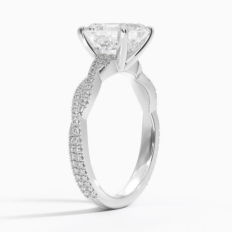 Twisted Vine Asscher Cut Engagement Ring - Intou