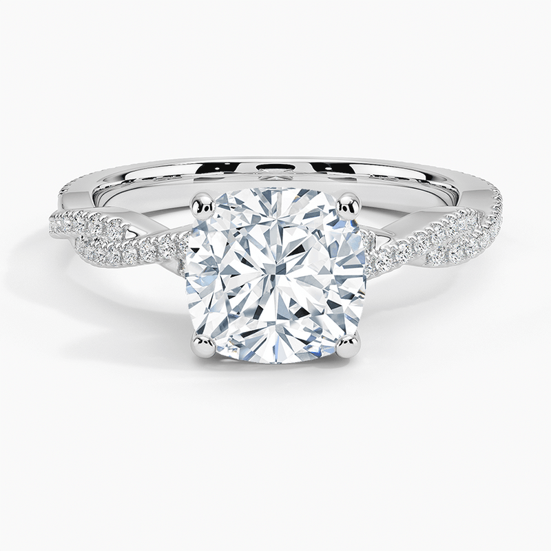 Twisted Vine Cushion Cut Engagement Ring - Intou