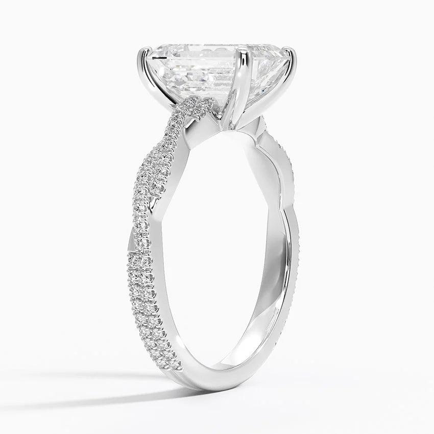 Twisted Vine Emerald Cut Engagement Ring - Intou