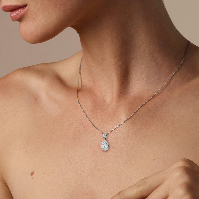 Pear Drop Halo Necklace - Intou