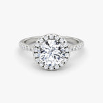 Round Halo Pave Engagement Ring - Intou