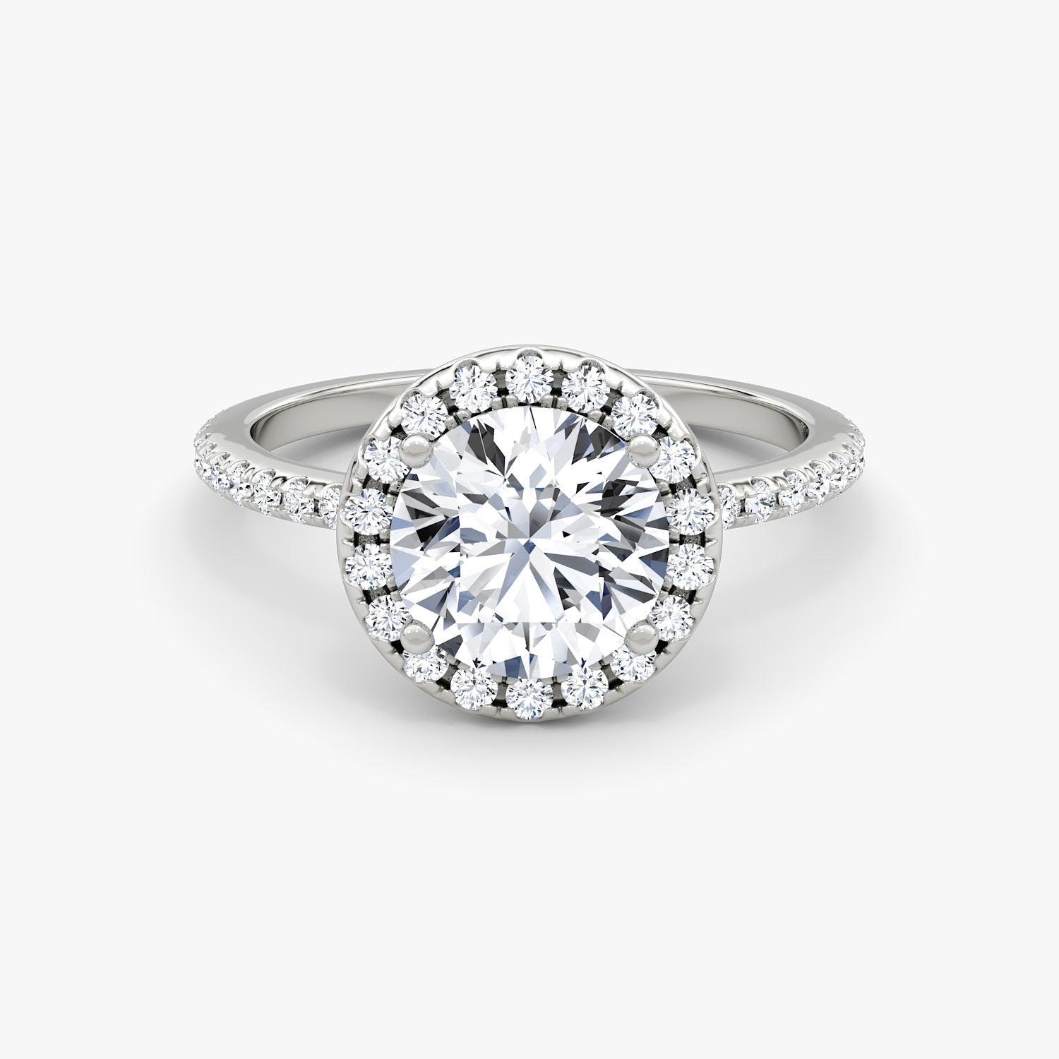 Round Halo Pave Engagement Ring - Intou