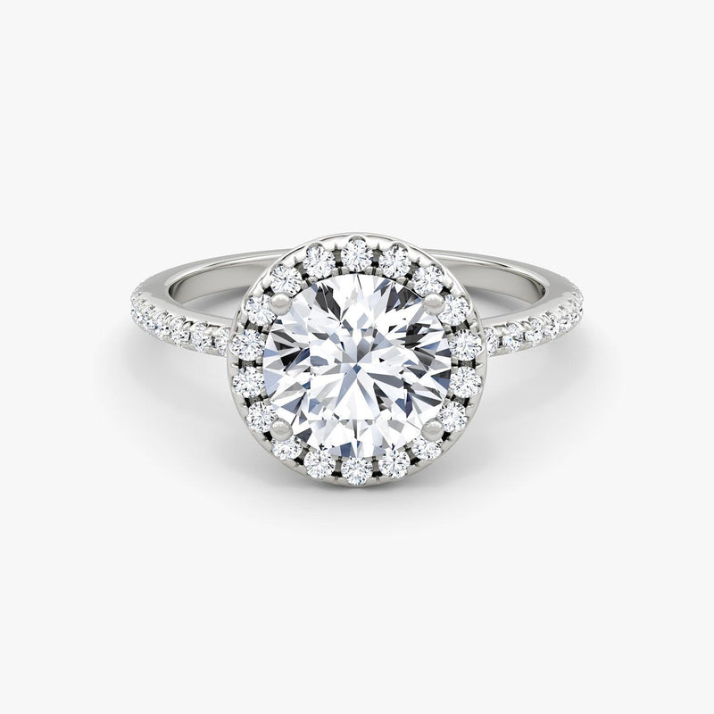 Round Halo Pave Engagement Ring - Intou