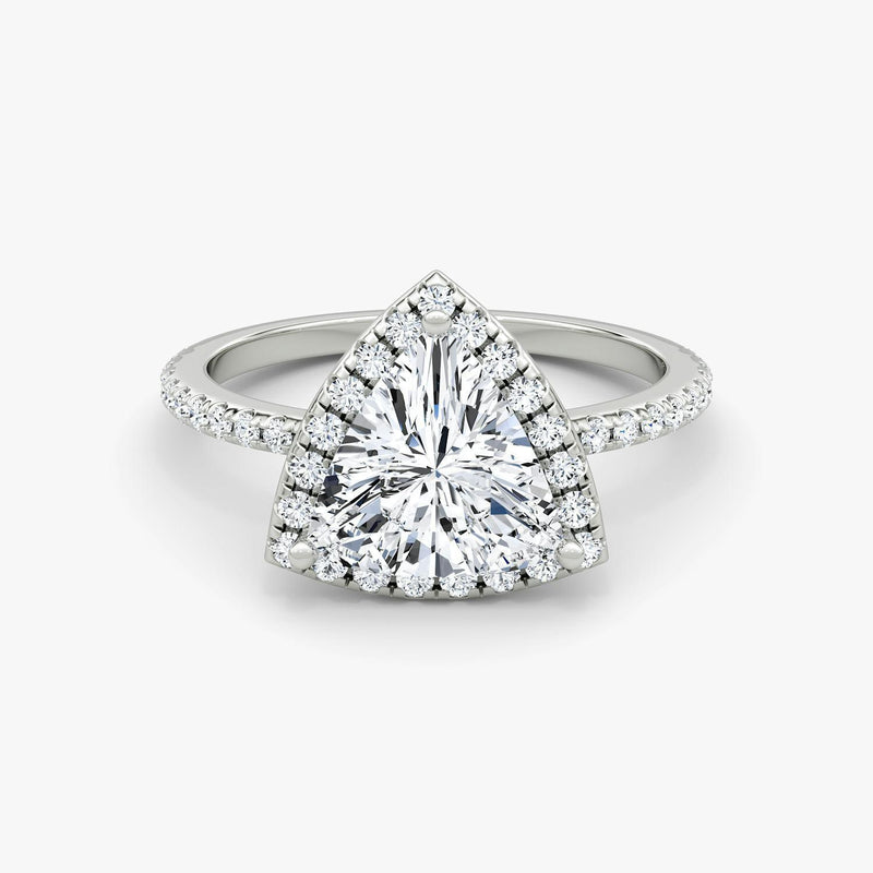 Trillion Halo Pave Engagement Ring - Intou